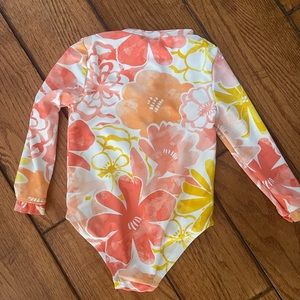 Coral and Yellow Floral Toddler Swimsuit